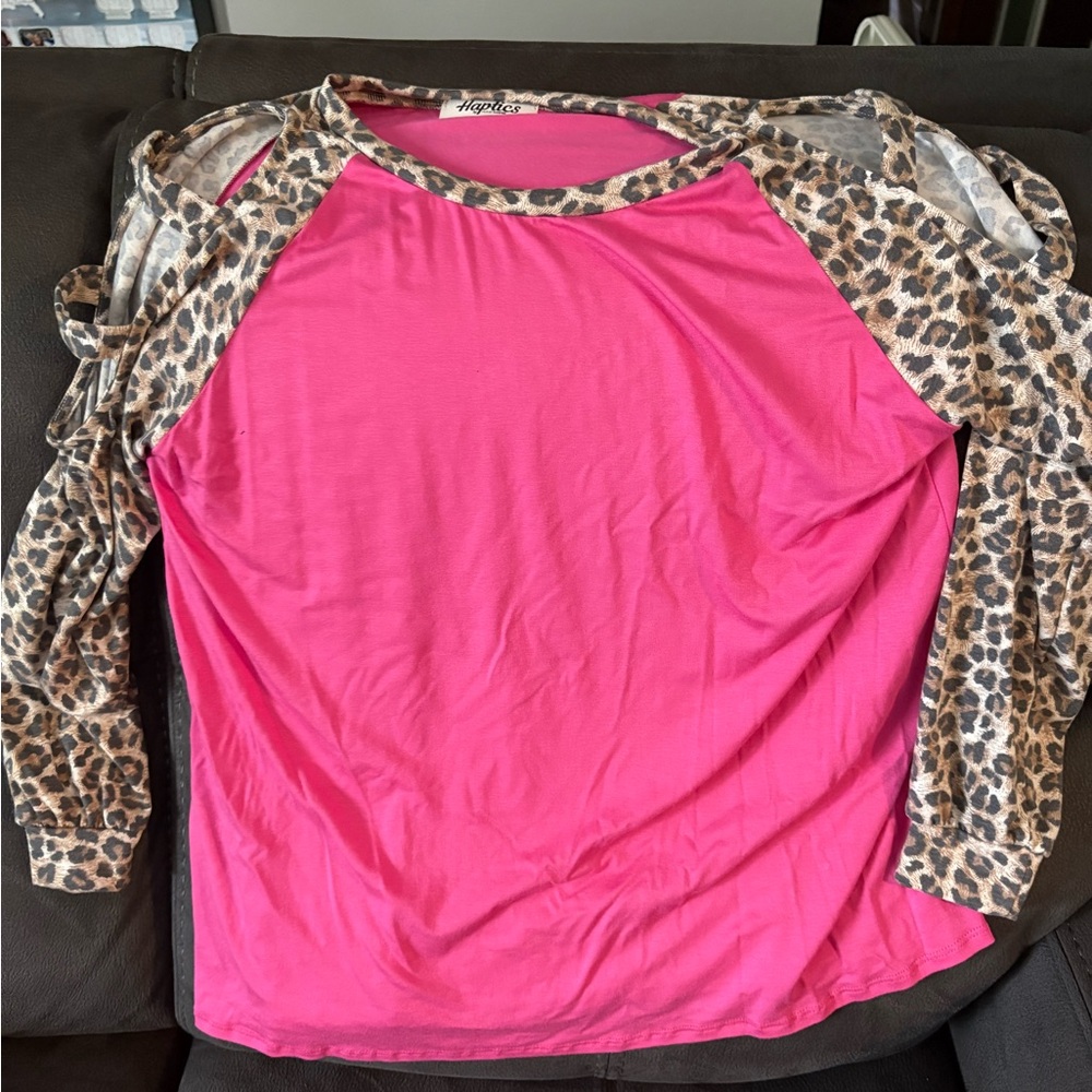 Pink Leopard Print Women's Top
